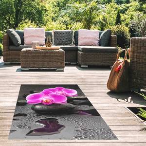 Tapis en vinyle Orchidées et pierres Vinyle / Polyester - 140 x 210 cm