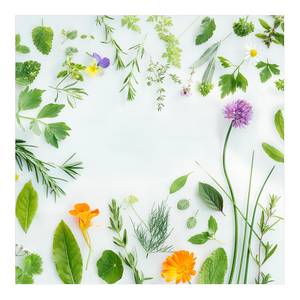 Vinyl vloerkleed Kruiden en bloemen Vinyl/polyester - 140 x 140 cm