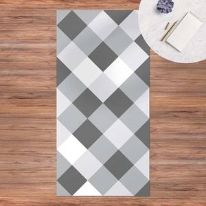 Tapis en vinyle Losanges gris et blancs Vinyle / Polyester - Gris - 100 x 200 cm