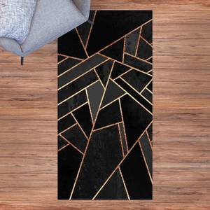 Tapis en vinyle Triangle noir et doré Vinyle / Polyester - 100 x 200 cm