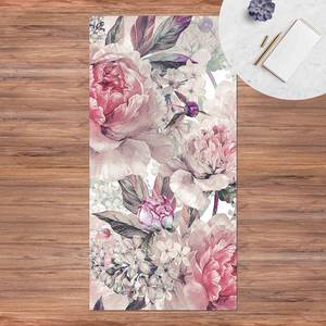 Tappeto Peonie acquarellate Vinile / Poliestere - 100 x 200 cm