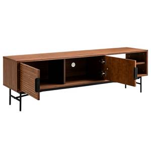 Meuble TV KNIVS - 160 cm Plaqué bois véritable - Placage noyer véritable