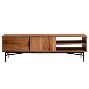 Meuble TV KNIVS - 160 cm Plaqué bois véritable - Placage noyer véritable