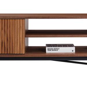 Meuble TV KNIVS - 160 cm Plaqué bois véritable - Placage noyer véritable