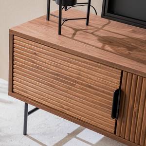 Meuble TV KNIVS - 160 cm Plaqué bois véritable - Placage noyer véritable