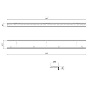 Wandboard Porsi Matt Grau - Breite: 200 cm