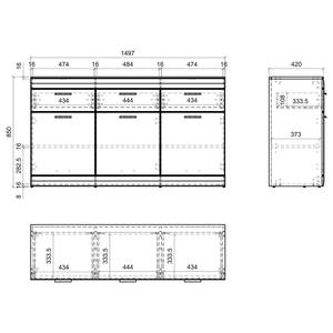 Buffet Porsi Gris mat / Imitation chêne - Largeur : 150 cm