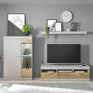 Set di 3 mobili Porsi - 150 cm Grigio opaco / Effetto quercia