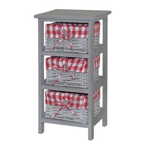 Open kast Harlev paulowniahout/wilg - Grijs/rood - Hoogte: 60 cm