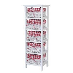 Open kast Harlev paulowniahout/wilg - Wit/rood - Hoogte: 93 cm