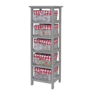 Open kast Harlev paulowniahout/wilg - Grijs/rood - Hoogte: 93 cm