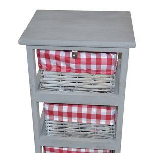 Open kast Harlev paulowniahout/wilg - Grijs/rood - Hoogte: 93 cm