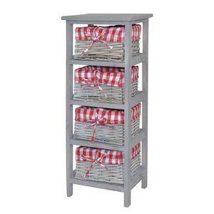 Open kast Harlev paulowniahout/wilg - Grijs/rood - Hoogte: 76 cm