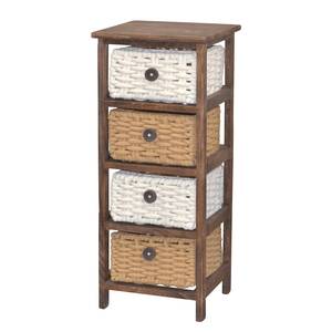 Open kast Lucka paulowniahout/MDF/wol - Bruin/wit - Hoogte: 74 cm