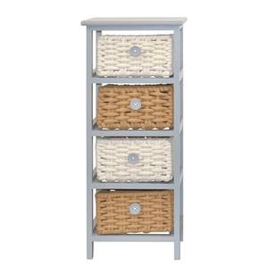 Open kast Lucka paulowniahout/MDF/wol - Grijs / Wit - Hoogte: 74 cm