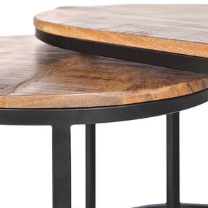 Tables basses Oval - Lot de 3 Manguier massif - Manguier / Noir