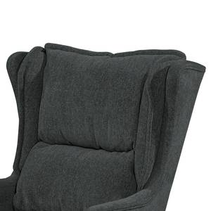 Fauteuil bergère Manesa Bouclé tissu Raya: Anthracite - Sans repose-pieds