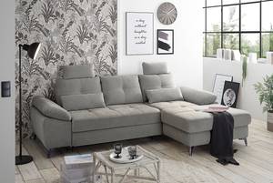 Ecksofa Afragola Microvelours Thala: Grau - Longchair davorstehend rechts