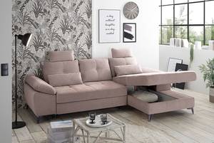 Ecksofa Afragola Microvelours Thala: Mauve - Longchair davorstehend rechts