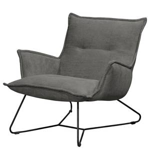 Fauteuil Tutu Microfibre - Velours côtelé Fjella: Anthracite - Sans repose-pieds - Avec accoudoirs