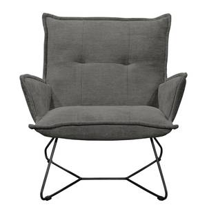 Fauteuil Tutu Microfibre - Velours côtelé Fjella: Anthracite - Sans repose-pieds - Avec accoudoirs