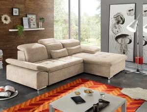 Ecksofa San Benito Microfaser Ranu: Sand - Longchair davorstehend rechts