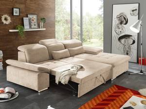 Ecksofa San Benito Microfaser Ranu: Sand - Longchair davorstehend rechts