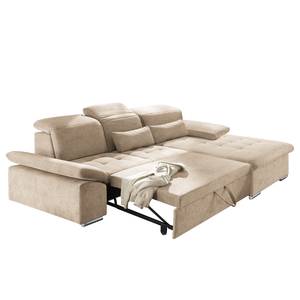 Ecksofa San Benito Microfaser Ranu: Sand - Longchair davorstehend rechts