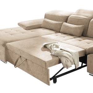 Ecksofa San Benito Microfaser Ranu: Sand - Longchair davorstehend links