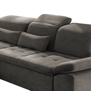 Ecksofa San Benito Microfaser Ranu: Steingrau - Longchair davorstehend links