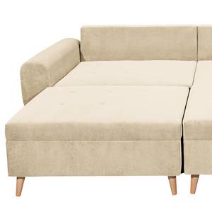 Ecksofa Capstone Cordstoff Fjella: Sand - Ottomane davorstehend rechts - Mit Hocker