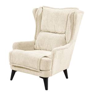 Fauteuil bergère Manesa Bouclé tissu Raya: Crème - Avec repose-pieds