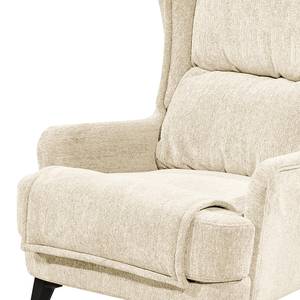 Fauteuil bergère Manesa Bouclé tissu Raya: Crème - Avec repose-pieds