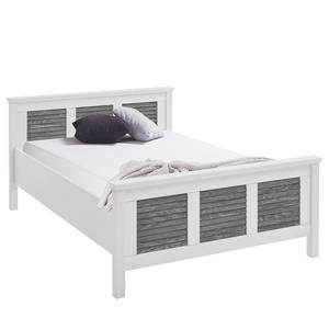 Massief houten bed Lysbro massief grenenhout - Wit grenenhout/grijs grenenhout - 140 x 200cm