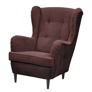 Fauteuil Marson geweven stof/microvezel - Microvezel Salvo: Aubergine - Met hocker