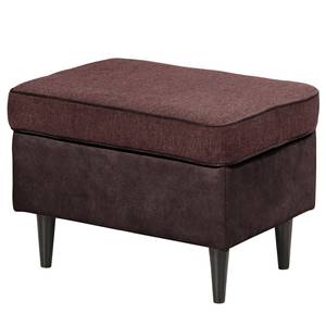 Fauteuil Marson geweven stof/microvezel - Microvezel Salvo: Aubergine - Met hocker