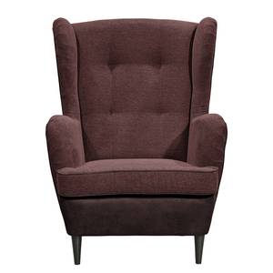 Fauteuil Marson geweven stof/microvezel - Microvezel Salvo: Aubergine - Met hocker