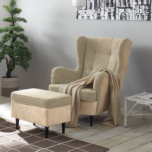 Fauteuil Marson Tissu, microfibre - Microfibre Salvo: Crème - Avec repose-pieds