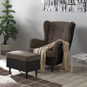 Fauteuil Marson geweven stof/microvezel - Microvezel Salvo: Espresso - Met hocker