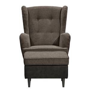 Fauteuil Marson geweven stof/microvezel - Microvezel Salvo: Espresso - Met hocker