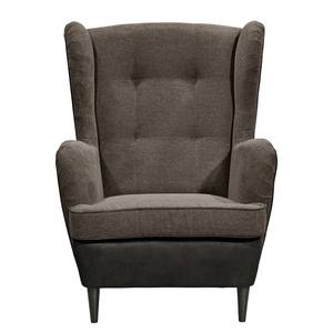 Fauteuil Marson geweven stof/microvezel - Microvezel Salvo: Espresso - Met hocker