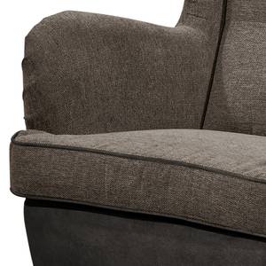 Fauteuil Marson geweven stof/microvezel - Microvezel Salvo: Espresso - Met hocker