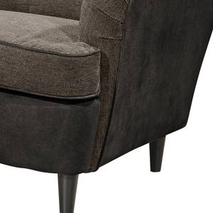 Fauteuil Marson geweven stof/microvezel - Microvezel Salvo: Espresso - Met hocker