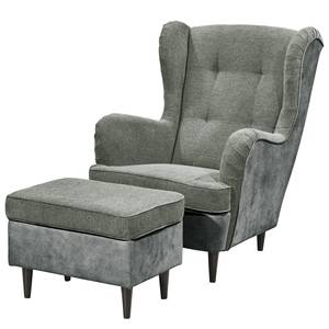 Fauteuil Marson Tissu, microfibre - Microfibre Salvo: Gris - Avec repose-pieds