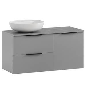 Mobile con lavabo da parete Alessio Grigio platino / Effetto marmo grigio