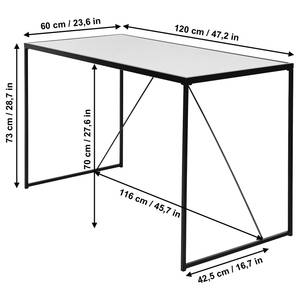 Bureau Glam Acier / Verre de sécurité - 120 x 60 cm - Doré