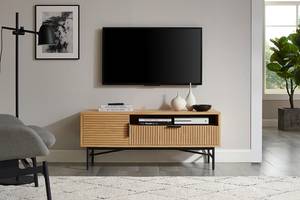Tv-meubel Langemark MDF/fineer van echt hout - eikenhout/zwart