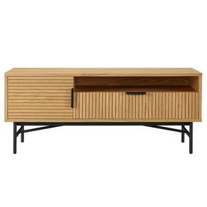 Tv-meubel Langemark MDF/fineer van echt hout - eikenhout/zwart
