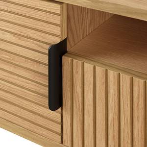 Meuble TV Langemark MDF / Plaqué bois véritable - Chêne / Noir