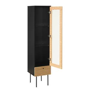 Vitrine Langemark MDF / Plaqué bois véritable - Chêne / Noir - Largeur : 40 cm